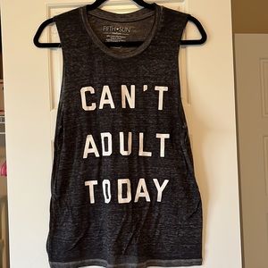 Can’t Adult Today - Gray & White Muscle Tank